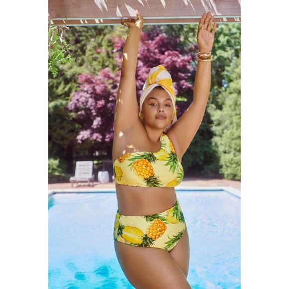 Anthropologie Classic One-Shoulder Bikini Top in Pina Colada - Picture 6 of 13